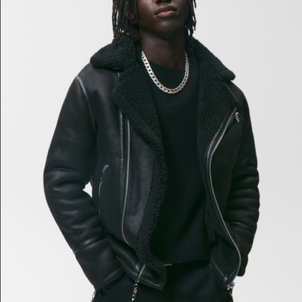 Zara double faced faux leather jacket